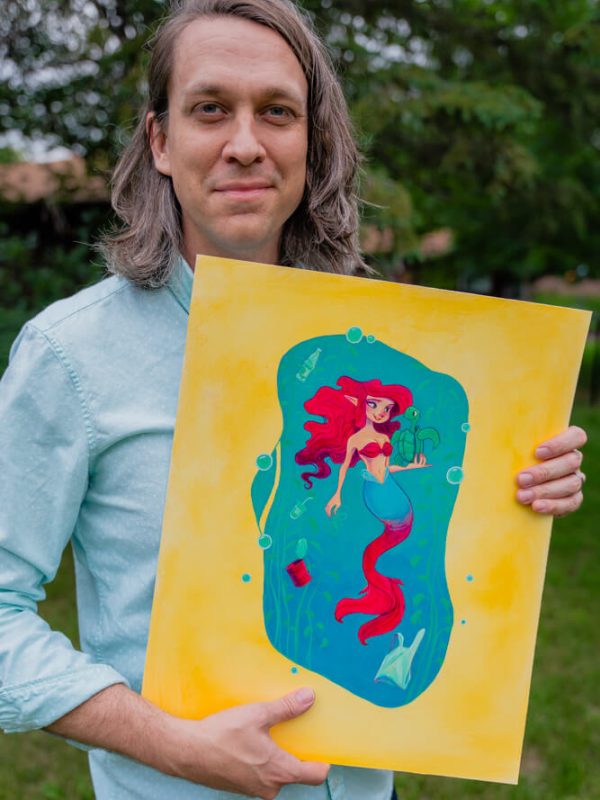 Mermaid and Her Friend Original Painting