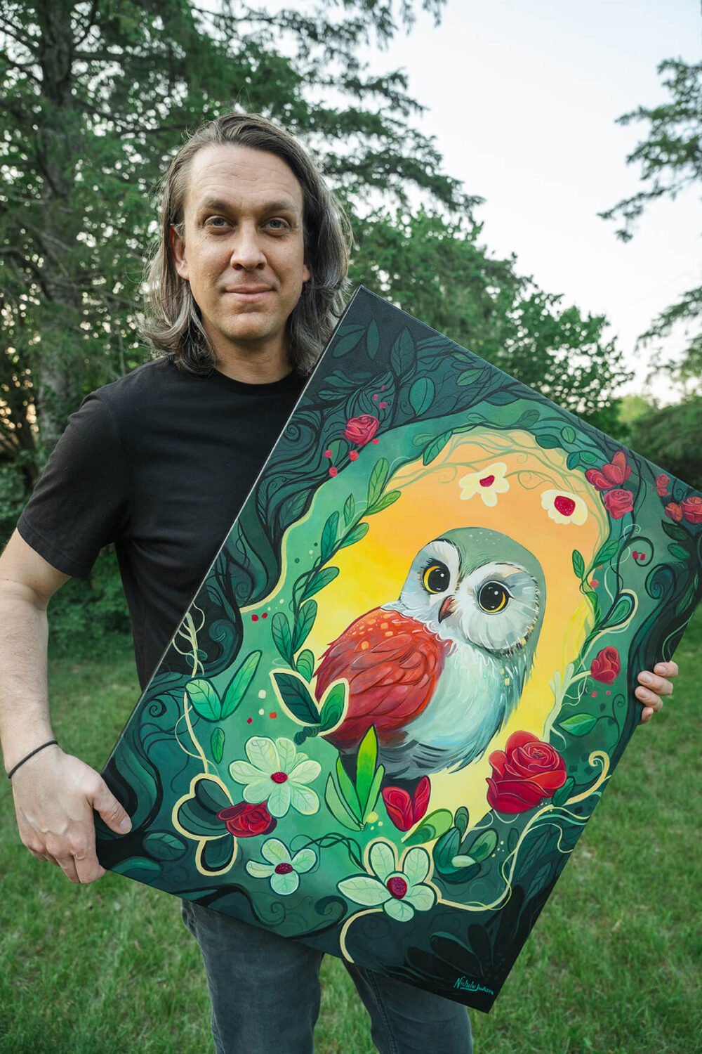 Hoot 'N Roses - Original Painting