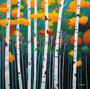 Golden Aspen Grove Original Painting - Image 2